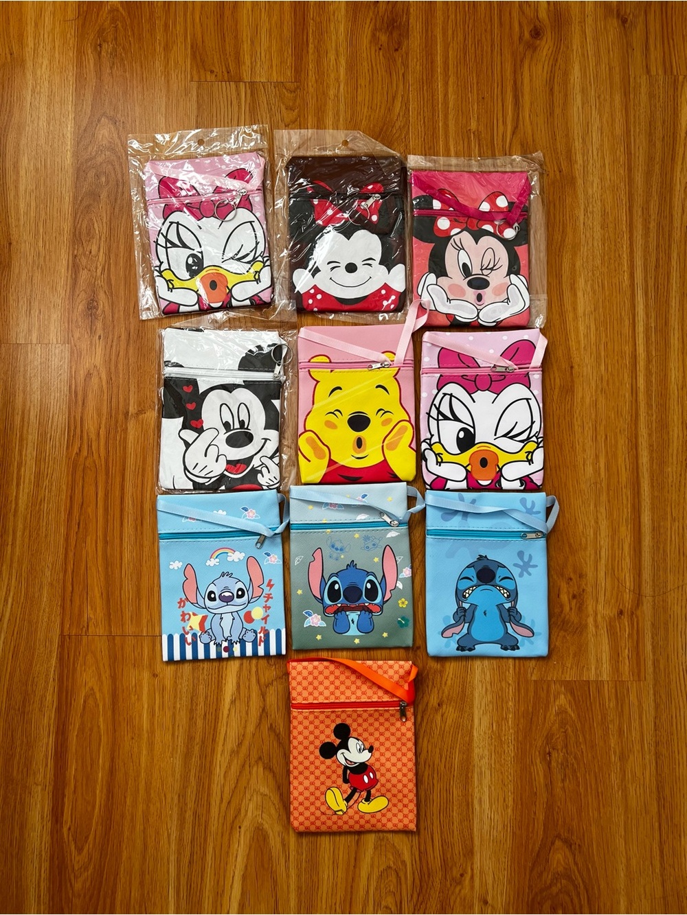 Disney Kids Crossbody Pouches Bundle of 10 - Mickey, Minnie, Stitch, Pooh, Daisy